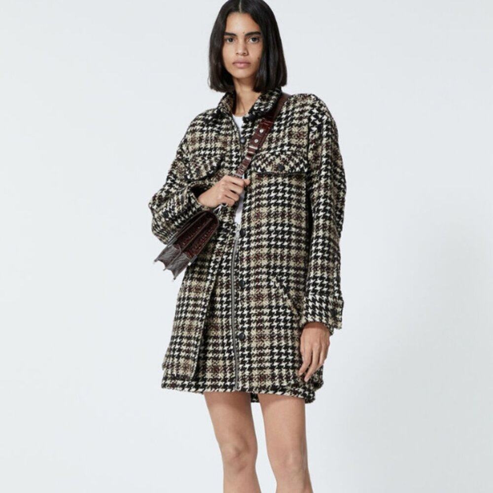 The Kooples Houndstooth Blazer in Black and Cream